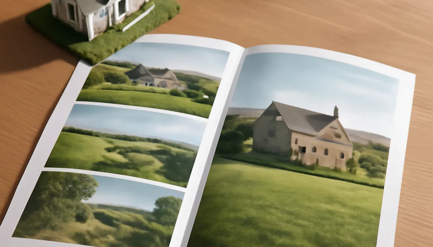 Vacant land listing open on a laptop beside parcel notes