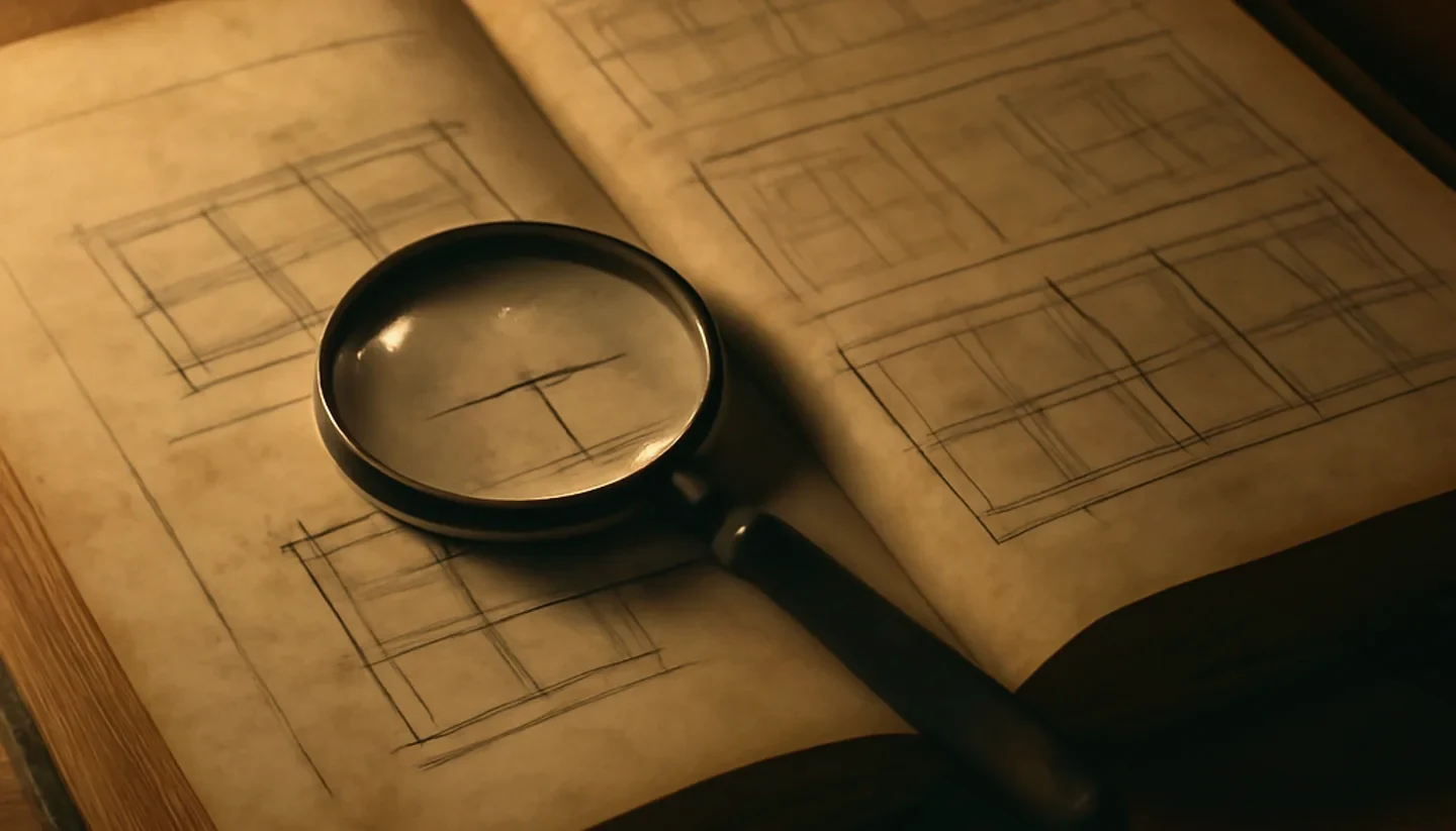 Title search file open beside parcel and tax records